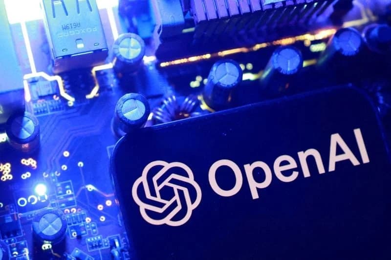 The OpenAI logo displayed on a circuit board